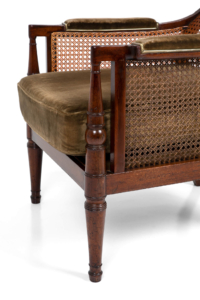 Regency cane mahogany library armchair