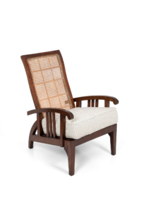 Antique reclining cane armchair