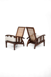 19th century reclining cane steamer armchairs