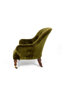 Victorian button back velvet armchair