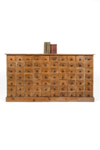 large bank of chemist drawers