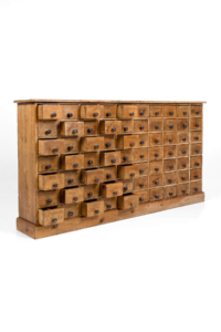 large set of apothecary wooden drawers