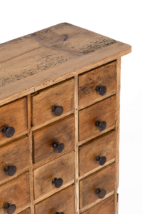 large bank of english chemist drawers