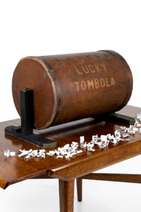Original wooden tombola raffle barrel