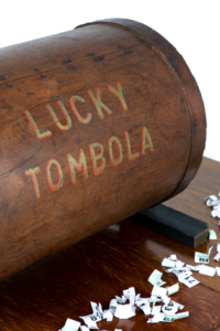 Vintage wooden raffle tombola barrel