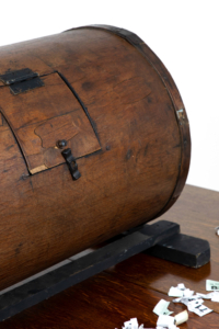 Original vintage interior decor raffle barrel