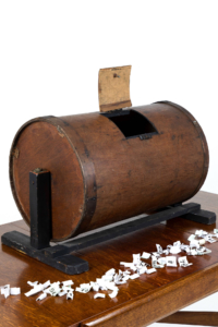 Decorative vintage tombola raffle barrel