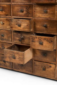 Bank of little workshop drawers
