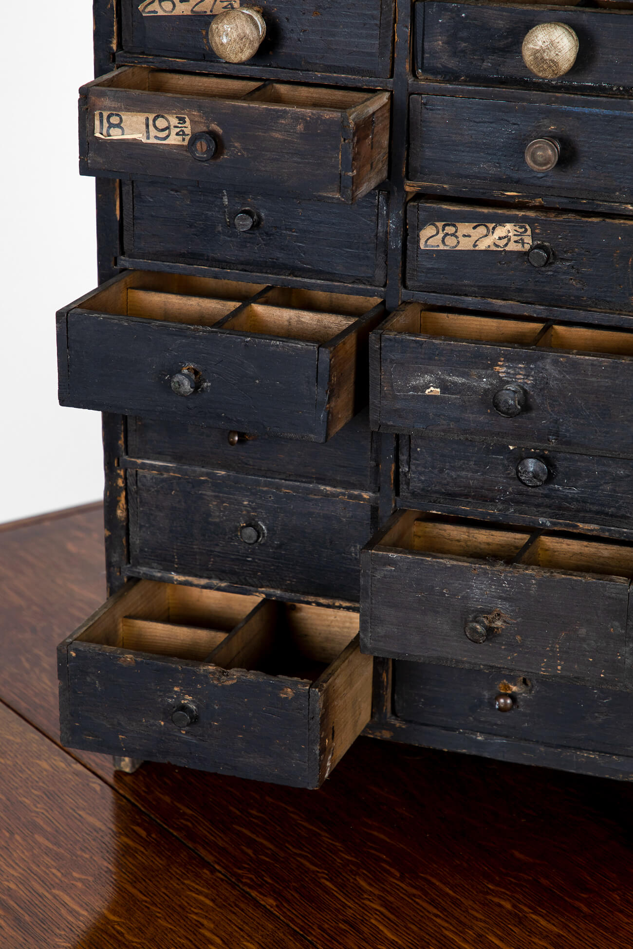 1920s industrial watchmakers bank of drawers