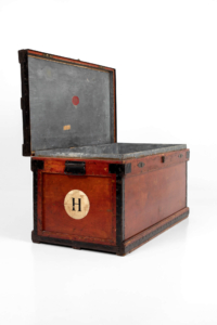 Edwardian zinc lined military trunk