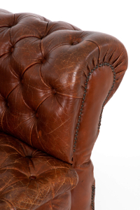 Leather drop arm sofa