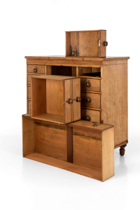 large bank of antique drawers