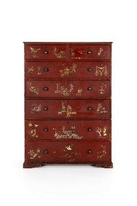 Georgian chinoiserie tall chest