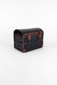 Large leather travel trunk