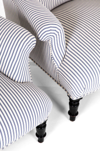 armchairs in ticking