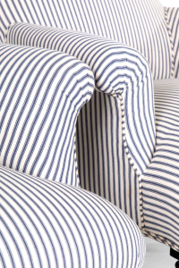 blue ticking armchairs