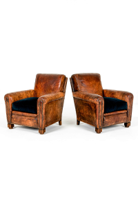 Leather club chairs