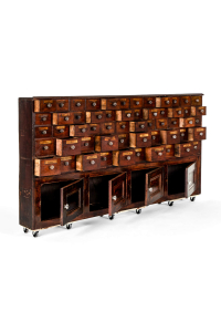 large bank of pharmacy drawers
