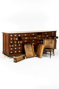huge bank of industrial drawers