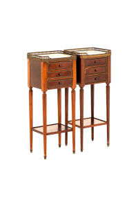 Vintage bedside tables with marble tops