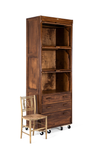 tall glass fronted bookshelf