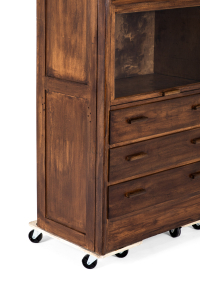 large bank of antique drawers