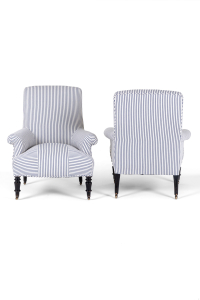 stripey antique armchairs