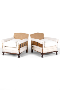 pair of antique armchairs for upholstery