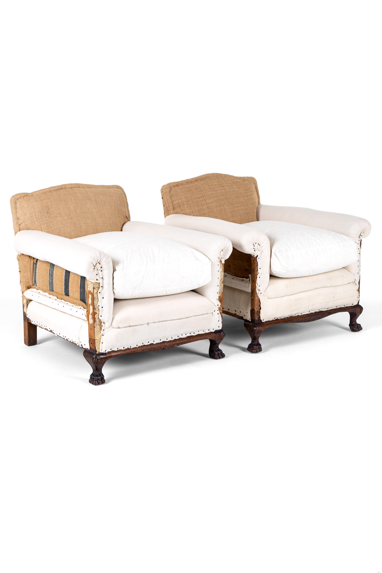 deep antique armchairs