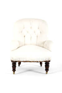 English antique button back armchairs