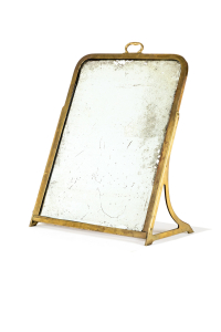 antique mirror with a foxed plate