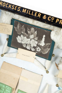 Wool sample case in frame